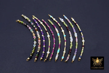 14 K Gold Filled Beaded Connectors, Beaded Bar Mixed Faceted Stone Connectors, Permanent Jewelry Half Bracelet Charms, Tiny Gemstones, Pearls, Blue Turquoise